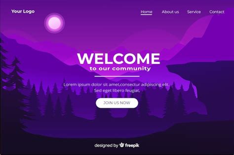 Free Vector | Welcome landing page template with landscape