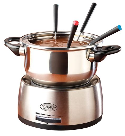 Nostalgia Electric Fondue Pot Set Stainless Steel Cheese Chocolate Dessert Forks
