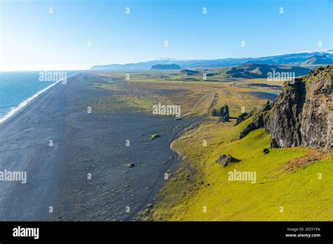 Aerial view of Dyrholaey beach, Iceland Stock Photo - Alamy