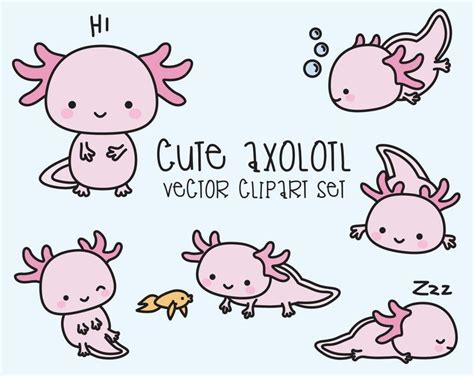 Premium Vector Clipart Kawaii Axolotls Cute Axolotl Clipart Set High ...