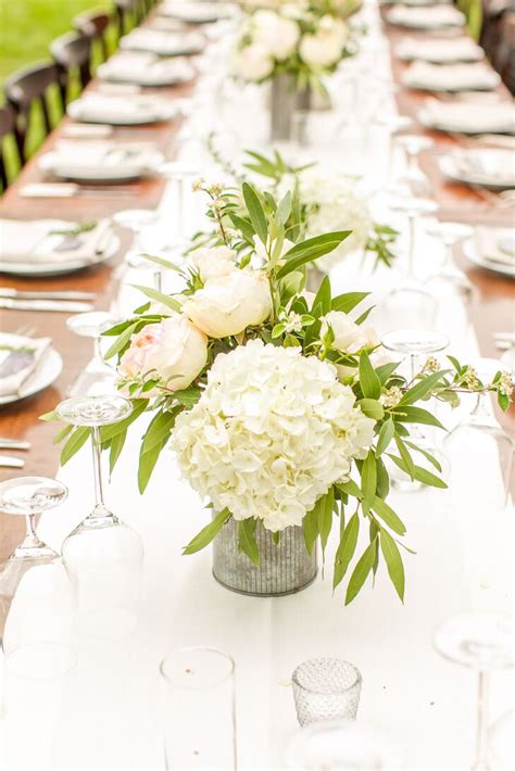 Lush White Hydrangea Centerpieces