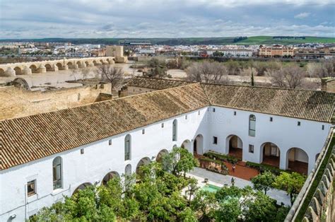 Aerial View of the Courtyard of the Moriscos Inside the Alcazar of Cordoba, Spain Editorial ...