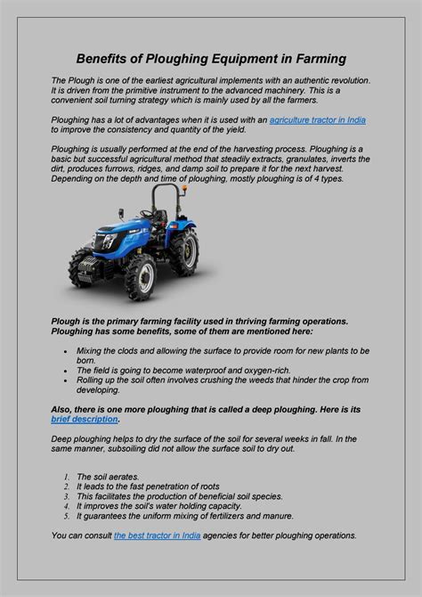 Benefits of Ploughing Equipment in Farming by farmsolution - Issuu