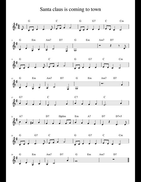 Santa claus is coming to town sheet music for Piano download free in ...