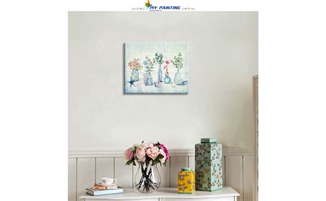 Amazon.com: Watercolor Flowers Canvas Wall Art for Bathroom, PIY Rustic ...