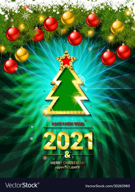 2021 gold card merry christmas banner Royalty Free Vector