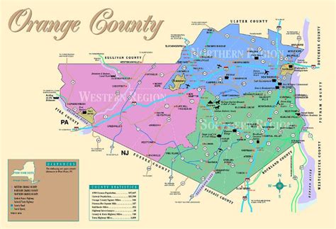 Ulster county, Map, Orange county