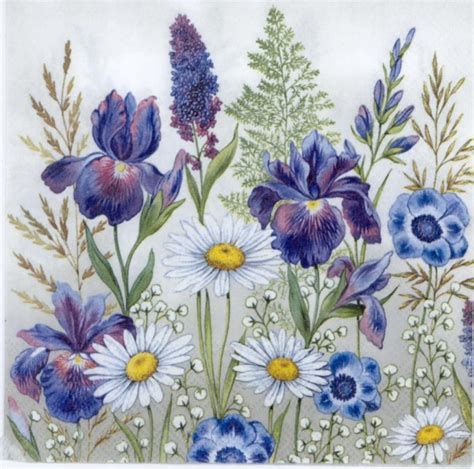 Decoupage Paper Napkins | Irises & Daisies