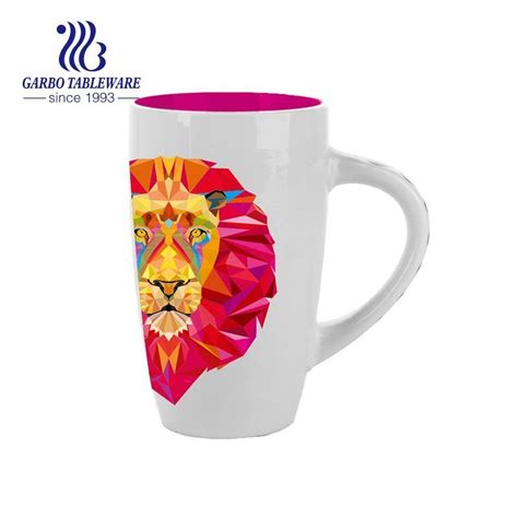 Lion design stoneware ceramic mugs 400ml coffee tea water milk drinking cups with handle China ...