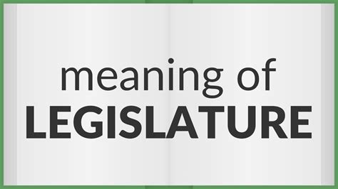 Legislature | meaning of Legislature - YouTube