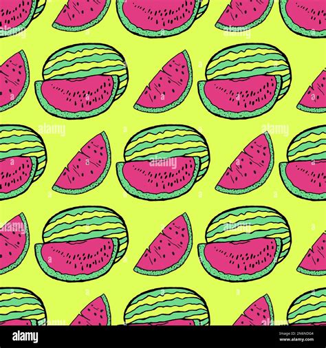 Seamless background with watermelon slices. Vector illustration Stock ...