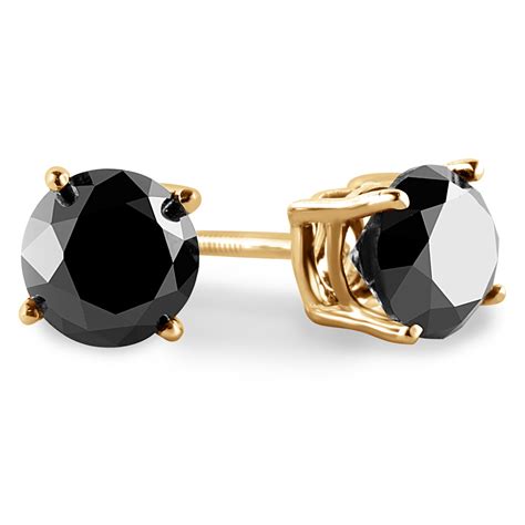 Round Black Diamond Earrings | Bijoux Majesty