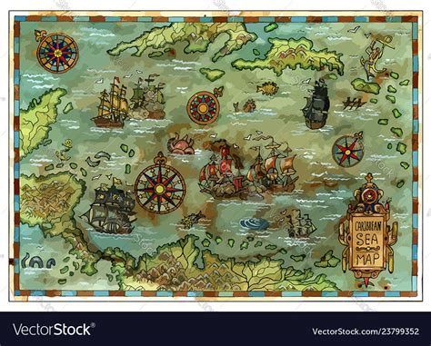 Pirate map 1 Royalty Free Vector Image - VectorStock