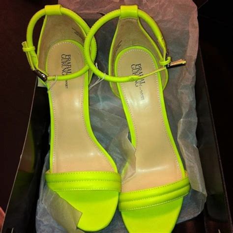 shoes, neon green, high heels, heels, green heels, sandals, sandal ...