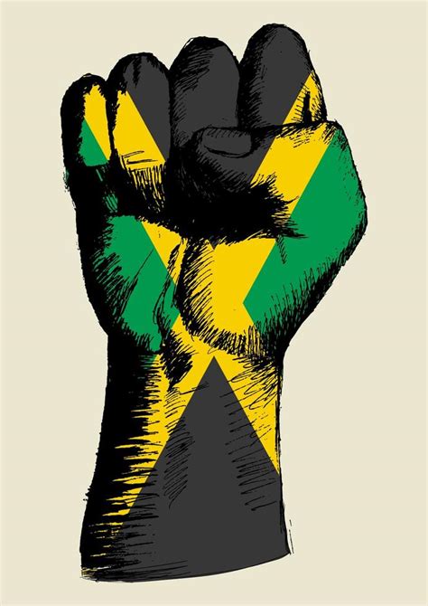 Spirit Of A Nation, Jamaican flag with fist up sketch 1851216 Vector Art at Vecteezy
