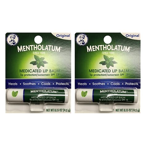 Mentholatum Medicated Lip Balm SPF 15, Original, 0.15 oz (Pack of 2) - Walmart.com - Walmart.com