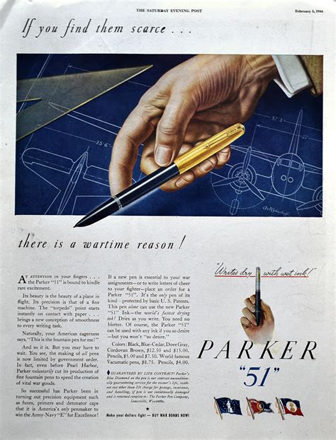 Vintage 1944 ad for Parker 51 pen | Vintage advertising art, Vintage pens, Retro ads