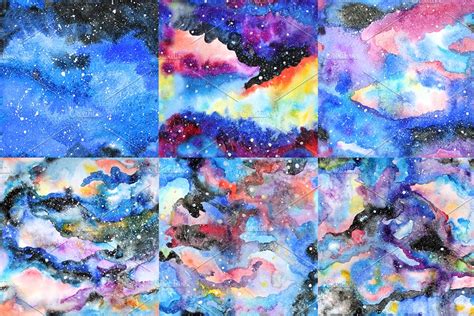 Galaxy watercolor illustrations set | Custom-Designed Illustrations ...