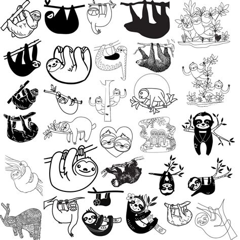 Sloth SVG Bundle, Sloth Clipart, Sloth Silhouette, Sloth SVG Cut Files for Cricut, Sloth Life ...