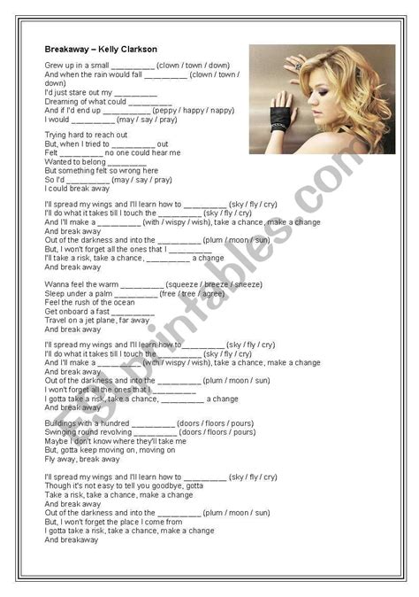 Breakaway - Kelly Clarkson - ESL worksheet by eoguimar