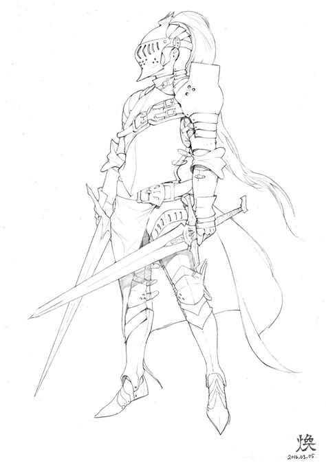 ArtStation - Pencil drawings, Hwan (煥) | Knight drawing, Concept art ...