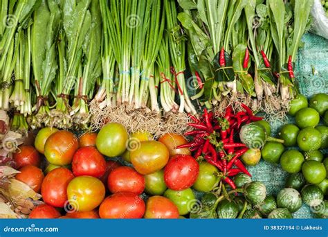 Vegetables, Herbs and Fruits at Asian Food Market Stock Photo - Image of farm, background: 38327194