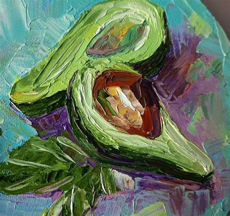 Avocado Painting Original Art Oil On Canvas Artwork Impasto | Etsy