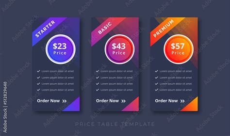 price table modern design price list subscription plans of Ui web element design. Price chat ...