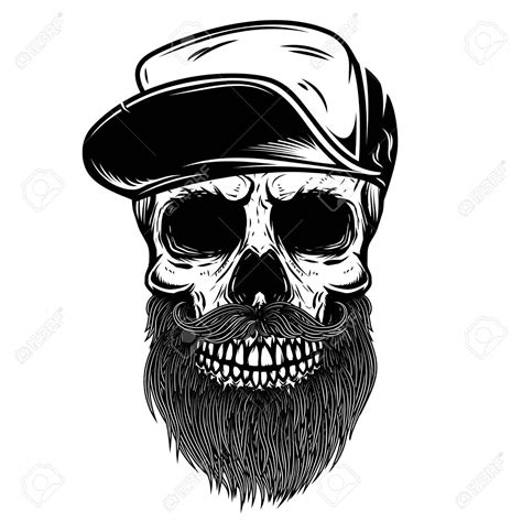 Bearded skull in baseball cap. Design element for t shirt, poster ...