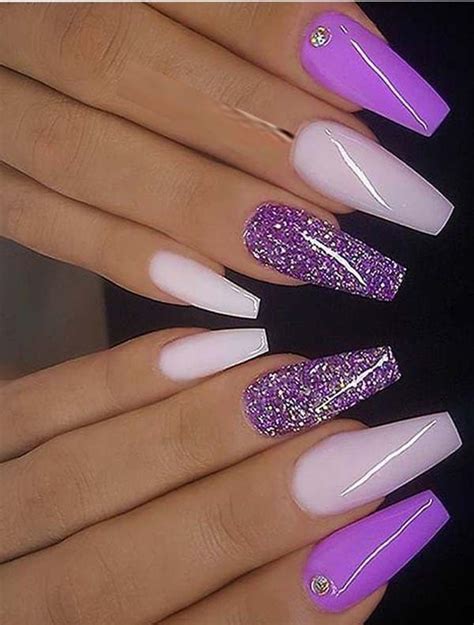 Acrylic Nail Designs Ombre Light Purple Coffin - Tips Color Short ...