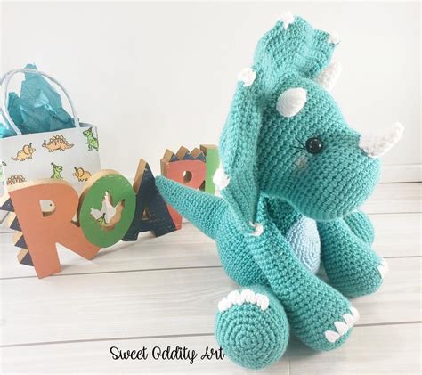 triceratops crochet pattern, dinosaur crochet pattern, crochet dinosaur, crochet triceratops ...