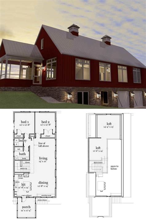 3-Bedroom Two-Story Modern Barndominium (Floor Plan) | Basement house plans, Pole barn house ...