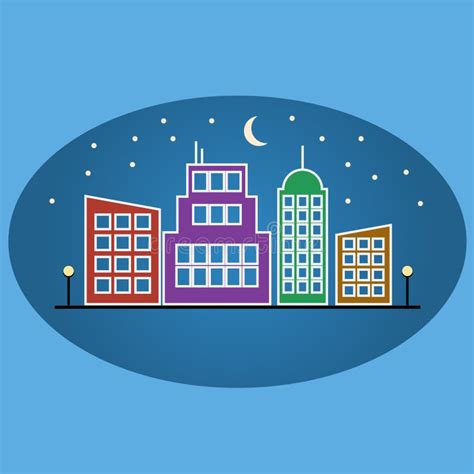 Vector Flat Urban Night Landscape Stock Vector - Illustration of concepts, color: 89828469