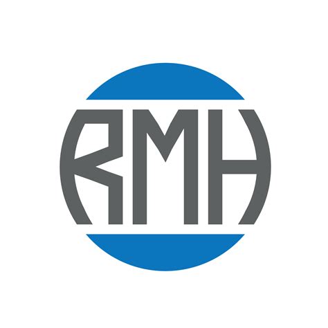 diseño de logotipo de letra rmh sobre fondo blanco. concepto de logotipo de círculo de iniciales ...