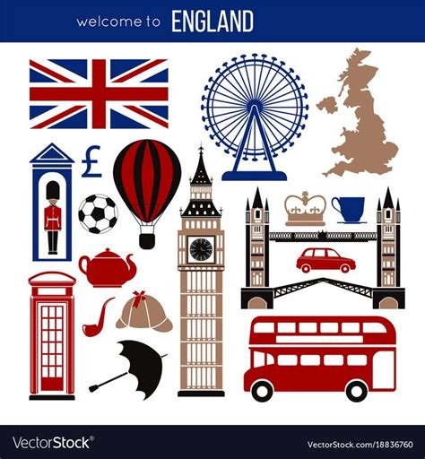 England uk sightseeing landmarks and famous vector image on VectorStock