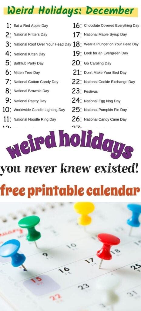 Strange, Quirky & Weird Holidays Calendar You Never Knew Existed! - Saving Talents