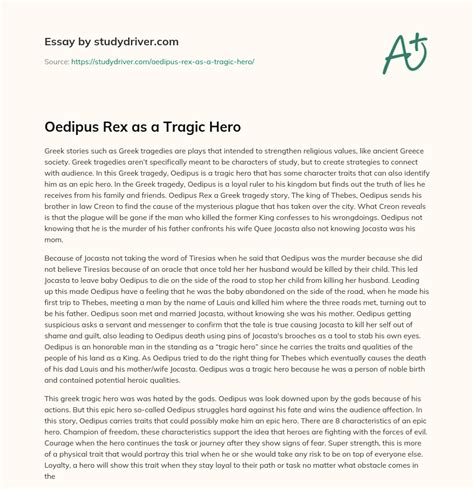 Oedipus Rex as a Tragic Hero - Free Essay Example | StudyDriver.com