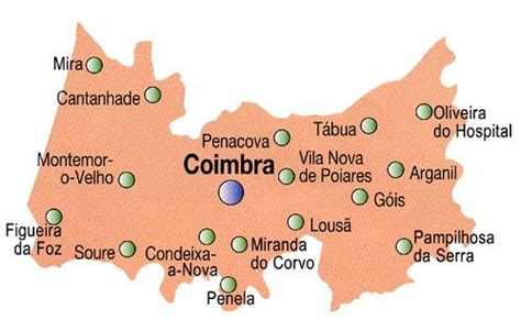 Coimbra District Map, Portugal