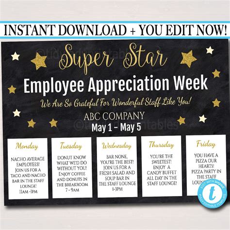 EDITABLE Staff Appreciation Week Itinerary Poster Digital | Etsy | Staff appreciation, Staff ...