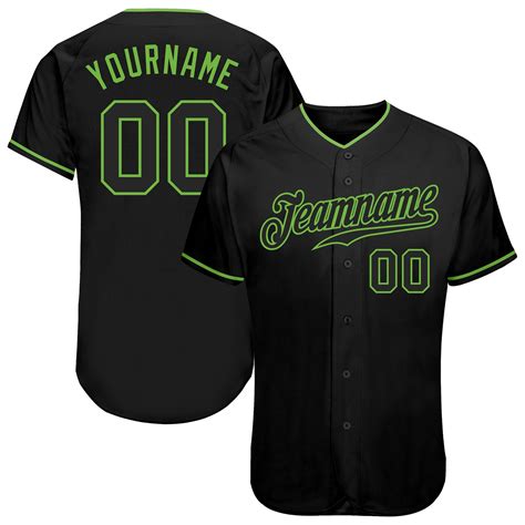 Custom Black Black-Neon Green Authentic Baseball Jersey Discount - FansIdea