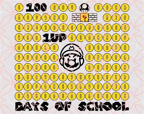 100 Days Of School Mario Svg Super Mario Svg Png Dxf and Pdf | Etsy