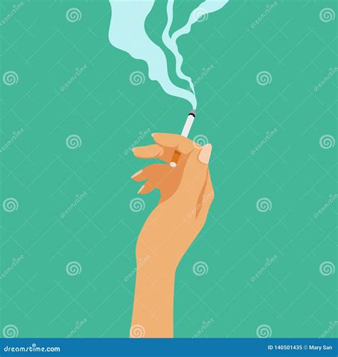 Smoking Addiction Concept, Cigarette in Hand, Bad Habit Stock Vector - Illustration of isolated ...