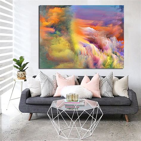 JQHYART Abstract Colorful Cloud Modern Home Decor Oil Painting Wall Pictures For Living Room ...