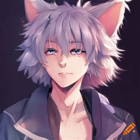 Catboy wearing a jacket with fluffy ears