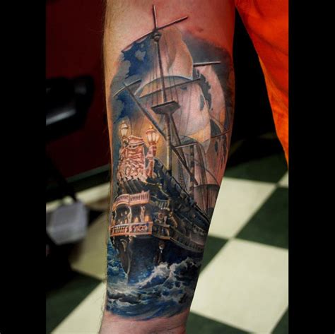 Galleon on Rough Seas, Mens Forearm Piece