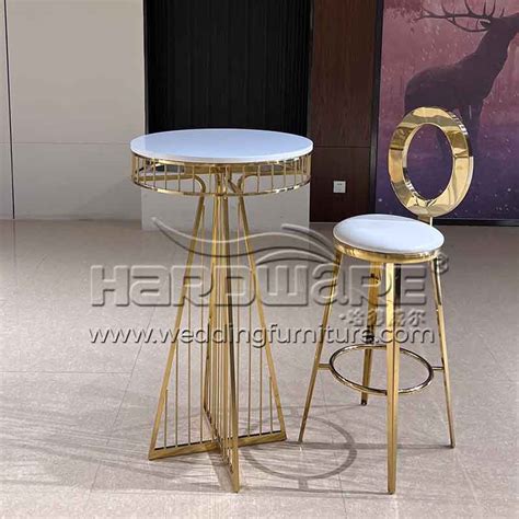 Gold Cocktail Table With White MDF Top - Wedding Furniture