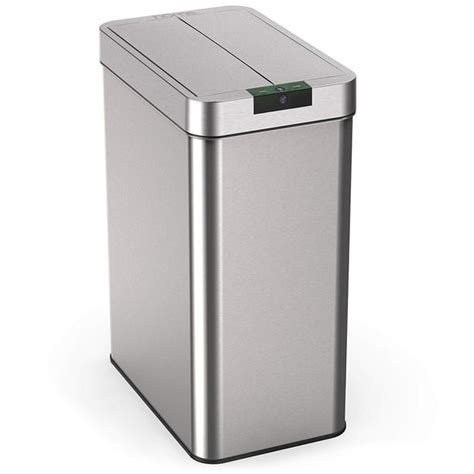 hOmeLabs 13 Gallon Automatic Trash Can for Kitchen - Stainless Steel Garbage Can with No Touch ...