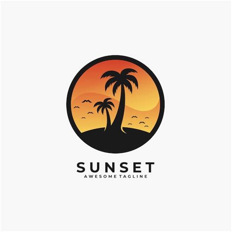 Premium Vector | Sunset landscape illustration logo.