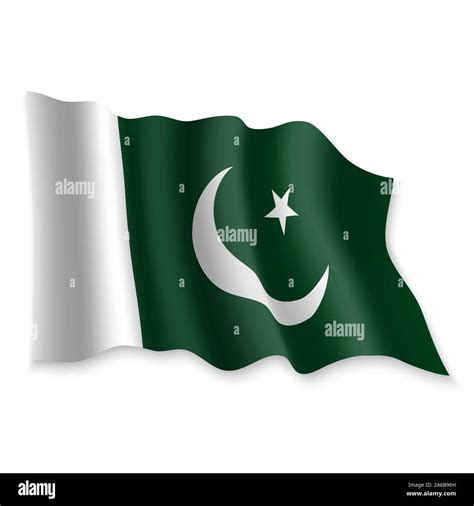 3D Realistic waving Flag of Pakistan on white background Stock Vector ...