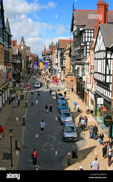 city of chester, town centre shopping cheshire england uk gb Stock Photo - Alamy